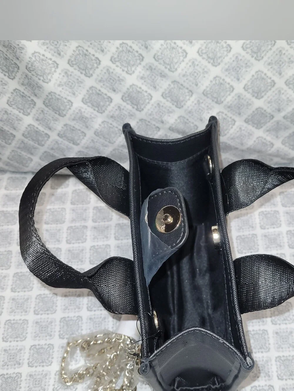 Guess Black Mini Tote with White Logo Straps